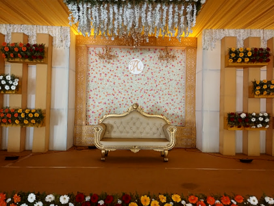 Stage setup for a wedding at Sri Lakshmi Convention