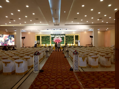 Elegant stage setup for a wedding at Sri Lakshmi Convention