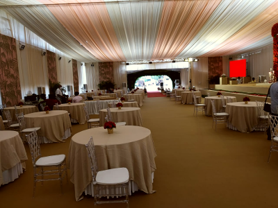 Buffet setup in the spacious hall at Sri Lakshmi Convention