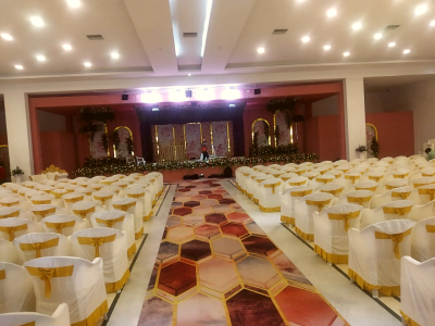 Elegant seating arrangement in the hall at Sri Lakshmi Convention Coimbatore