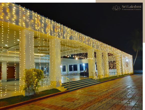 Spacious AC wedding hall in Coimbatore with elegant decor and stage setup